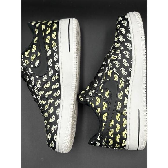 Size 9.5- Nike Air Force 1 \'07 QS Low All Over Logo Black main image 2